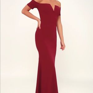 Lulus Burgundy Off the shoulder- Dress.
